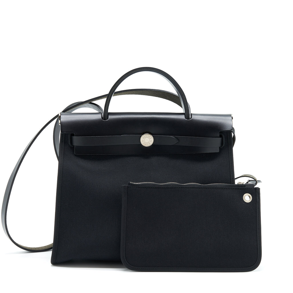 HERMES HERBAG ZIP 31 BAG CANVAS BLACK SHW