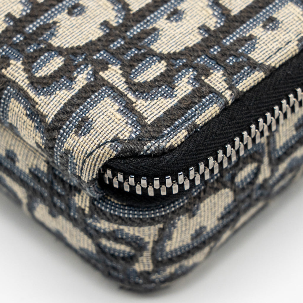 DIOR WALLET ON STRAP OBLIQUE JACQUARD CANVAS/LEATHER BLUE SHW