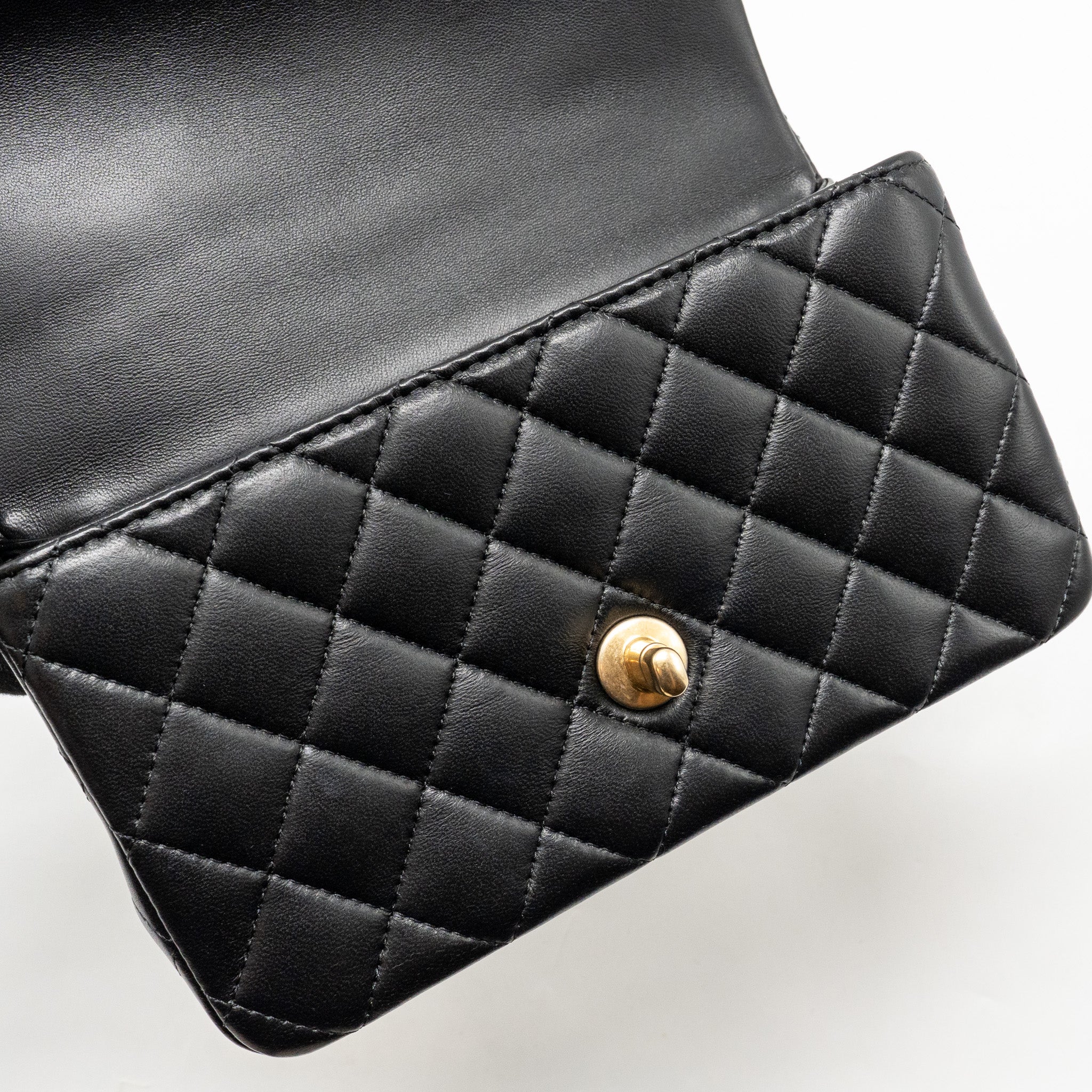 CHANEL TOP HANDLE MINI RECTANGULAR LAMBSKIN BLACK GHW (MICROCHIP)