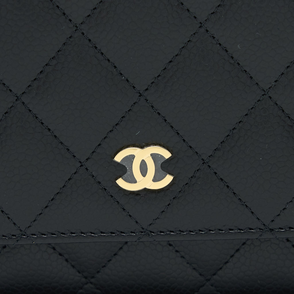 CHANEL CLASSIC WALLET ON CHAIN CAVIAR BLACK GHW (MICROCHIP)
