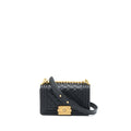 CHANEL SMALL BOY BAG CAVIAR BLACK BRUSHED GHW (MICROCHIP)