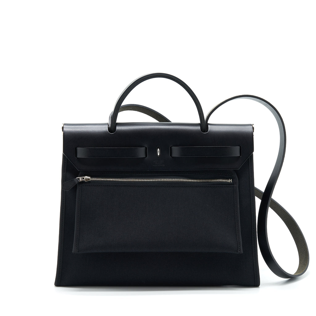 HERMES HERBAG ZIP 31 BAG CANVAS BLACK SHW
