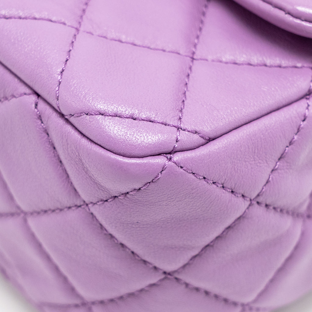 CHANEL PEARL CRUSH MINI RECTANGULAR FLAP BAG LAMBSKIN PURPLE GHW (MICROCHIP)