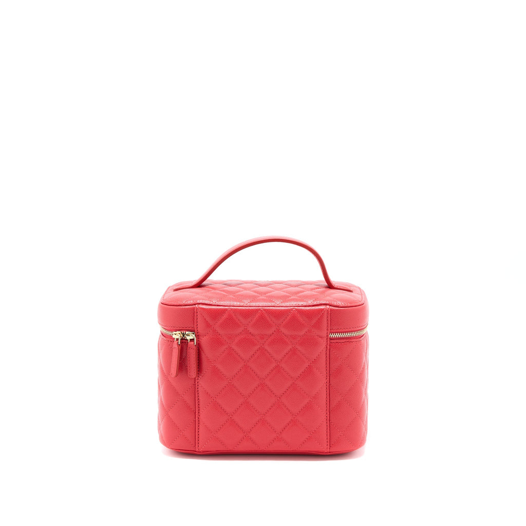 CHANEL TOP HANDLE VANITY CASE CAVIAR RED LGHW