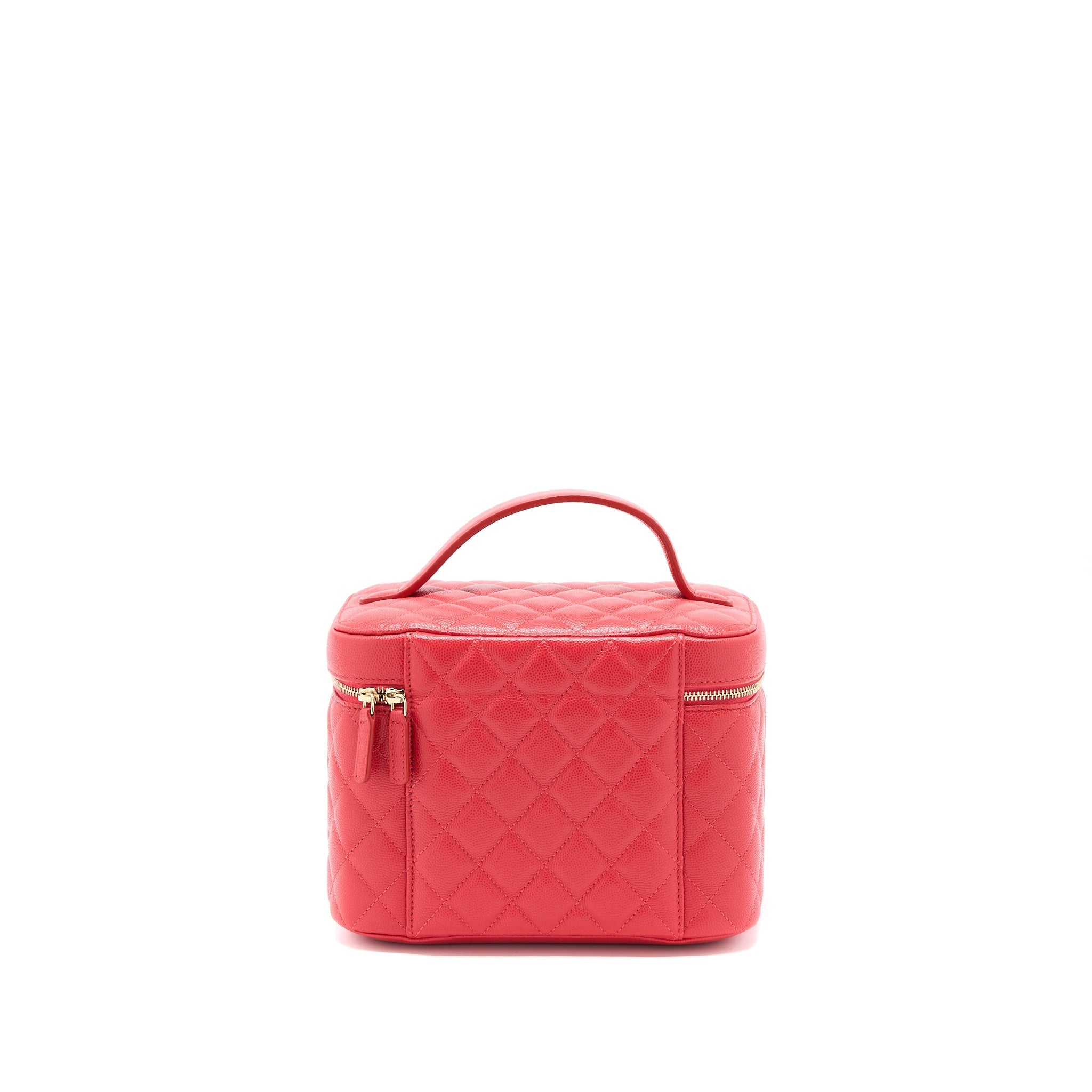 CHANEL TOP HANDLE VANITY CASE CAVIAR RED LGHW