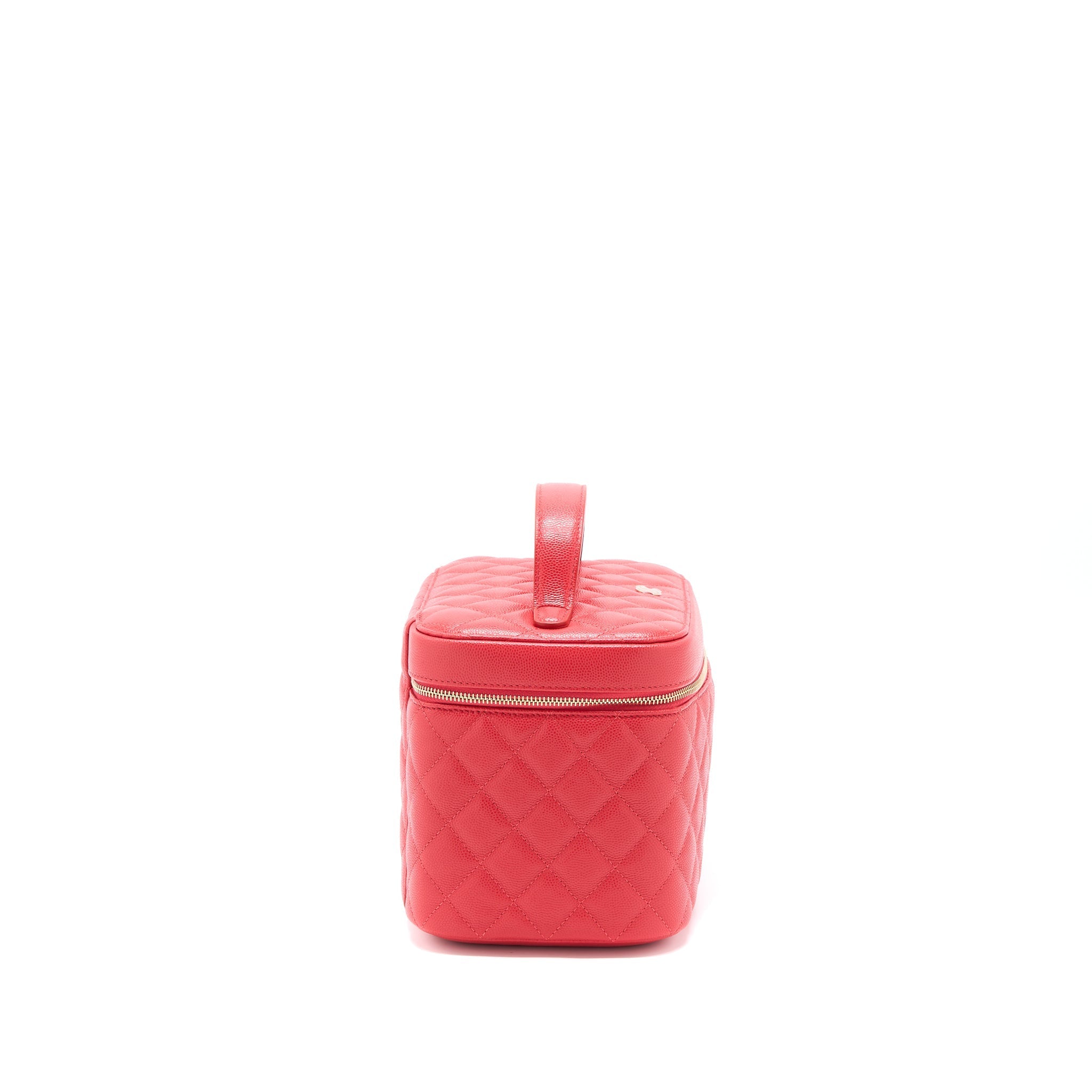 CHANEL TOP HANDLE VANITY CASE CAVIAR RED LGHW