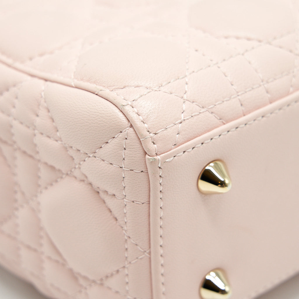 CHRISTIAN DIOR SMALL LADY DIOR LIGHT PINK LAMBSKIN GHW