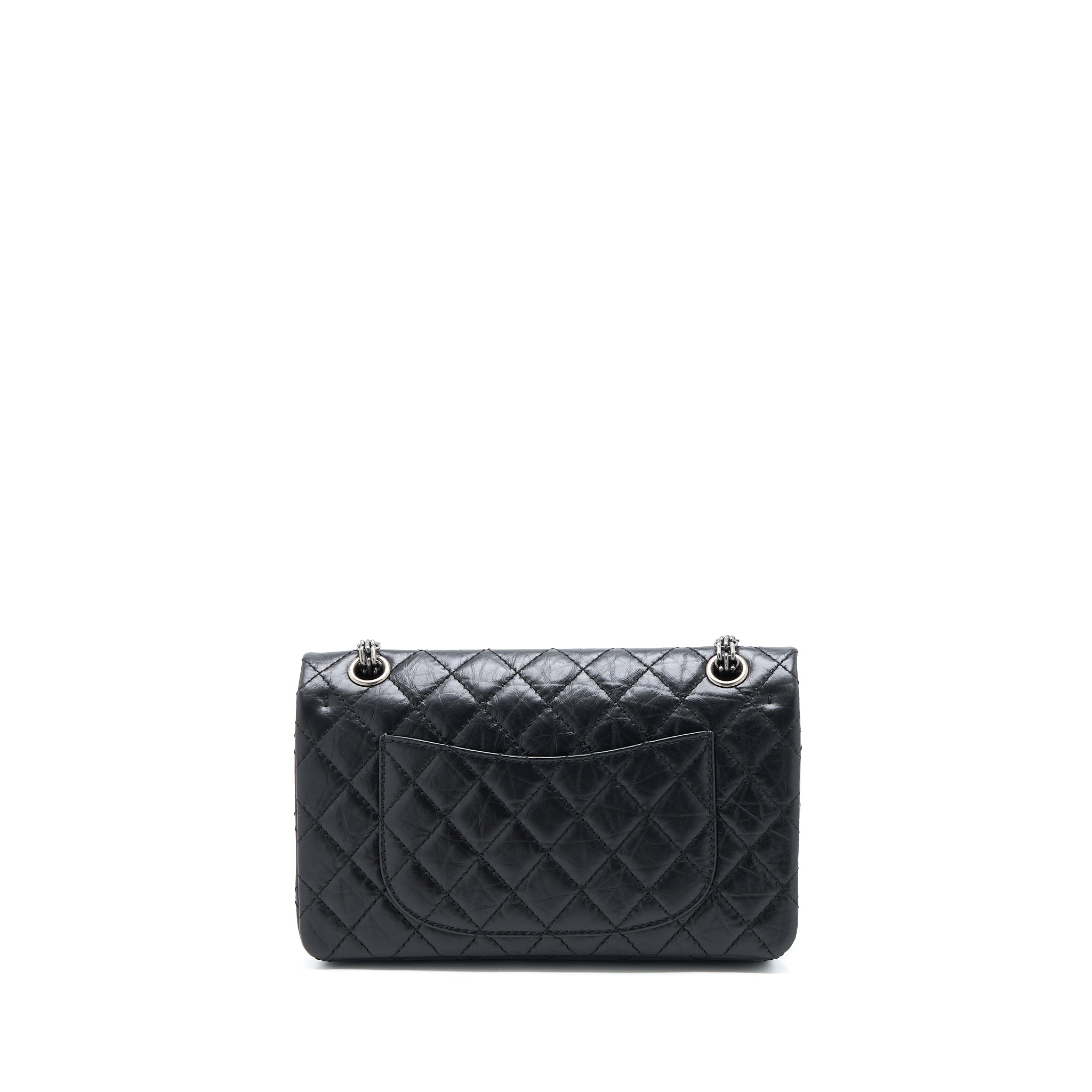 CHANEL 2.55 SMALL REISSUE FLAP BAG AGED CALFSKIN RUTHENIUM SHW (MICROCHIP)