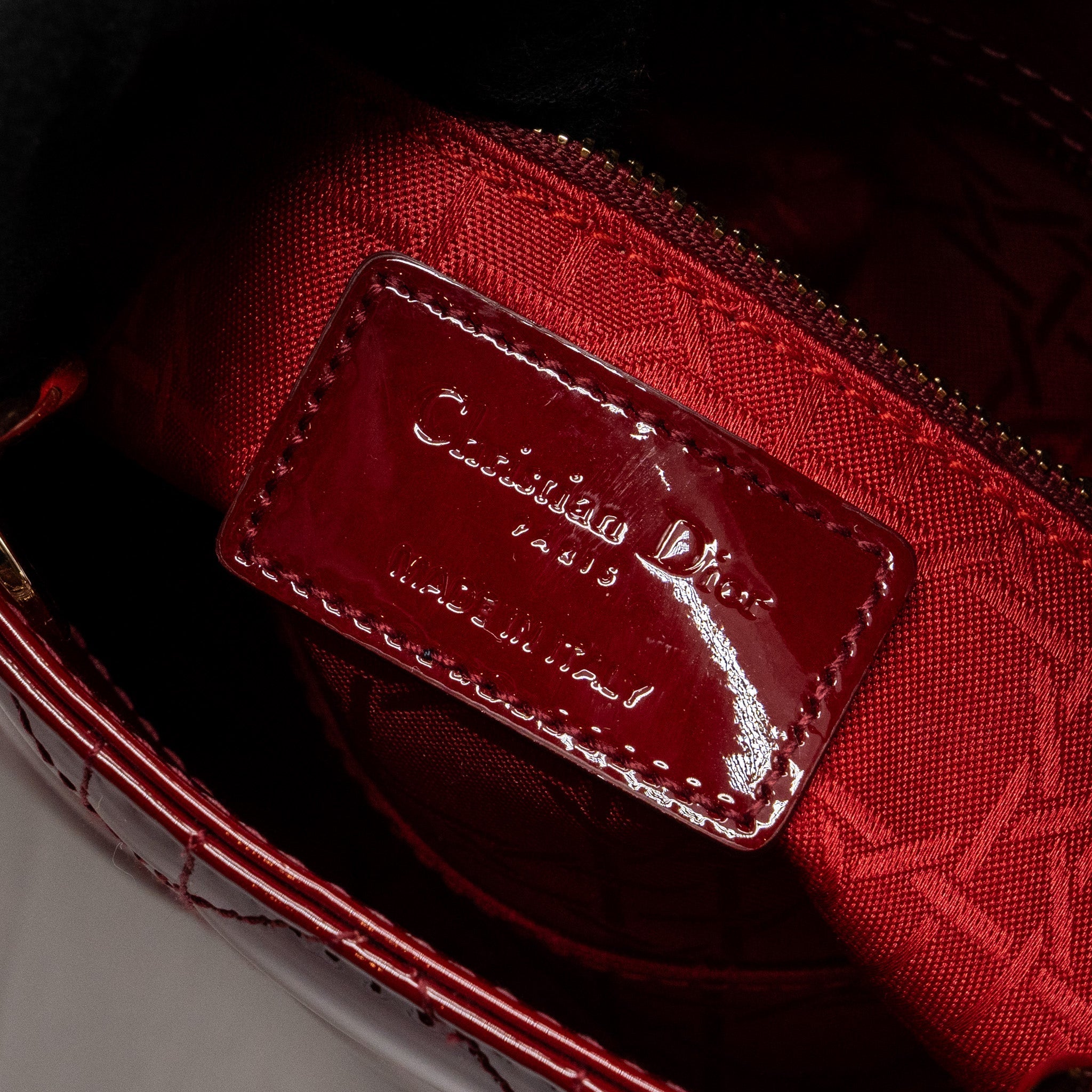 DIOR MINI LADY DIOR PATENT RED LGHW