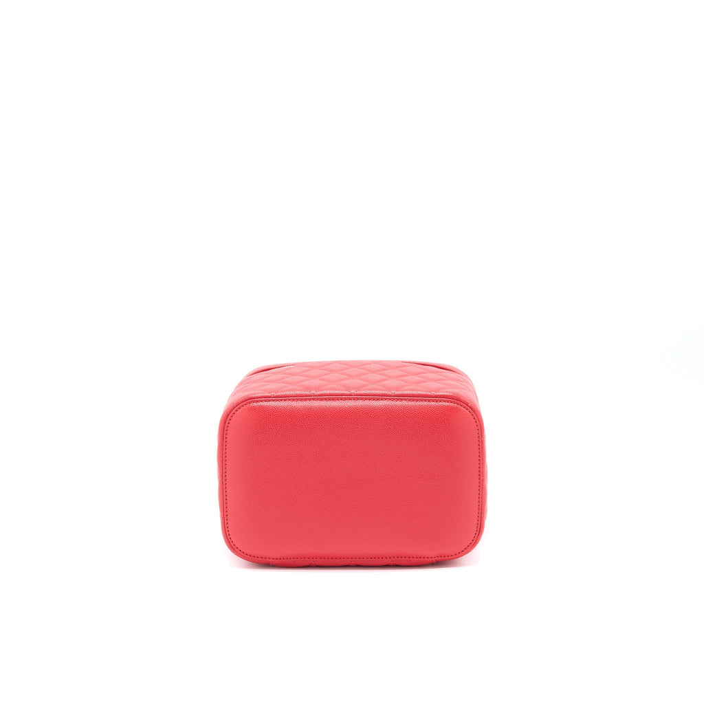 CHANEL TOP HANDLE VANITY CASE CAVIAR RED LGHW