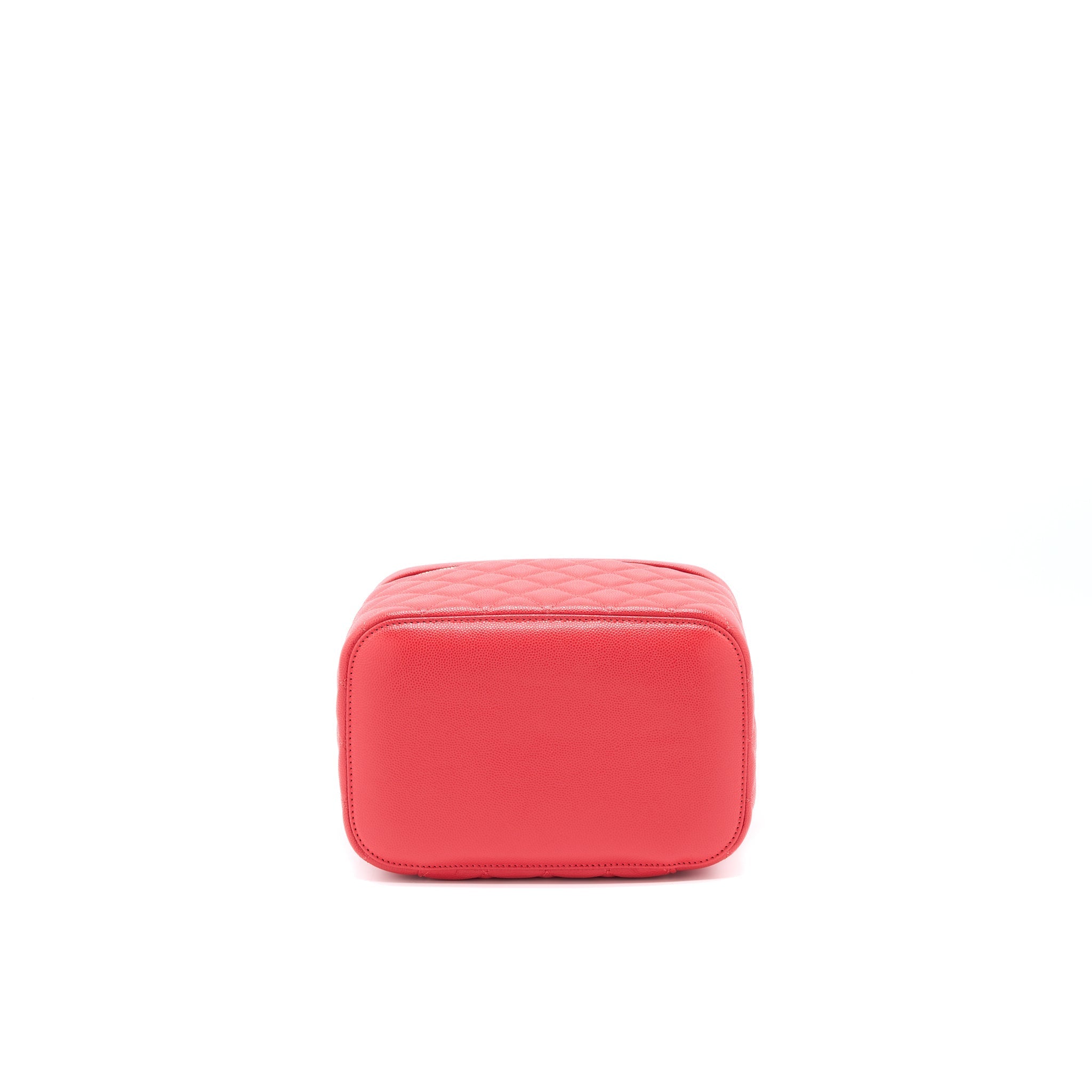 CHANEL TOP HANDLE VANITY CASE CAVIAR RED LGHW