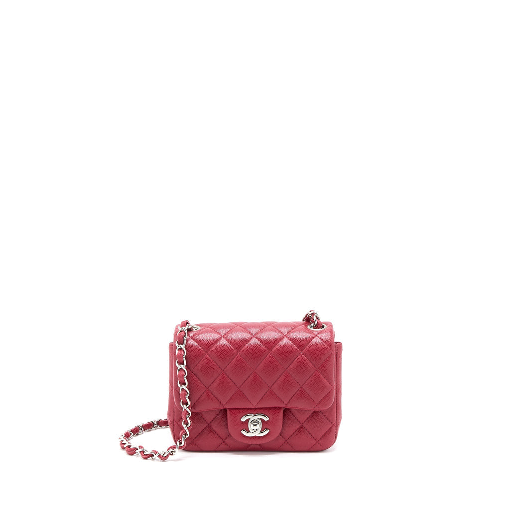 CHANEL 18B MINI SQUARE CAVIAR RED SHW