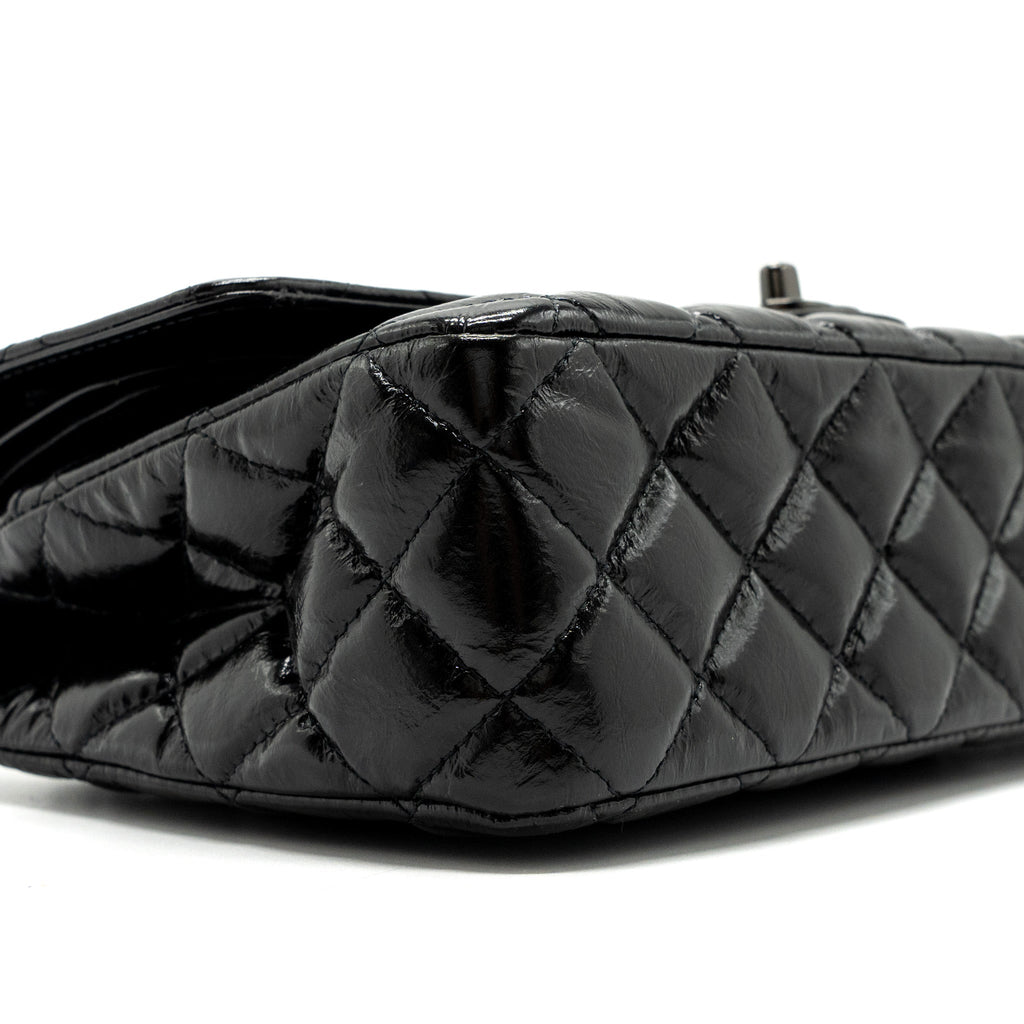 CHANEL MEDIUM CLASSIC DOUBLE FLAP BAG SHINY CALFSKIN SO BLACK