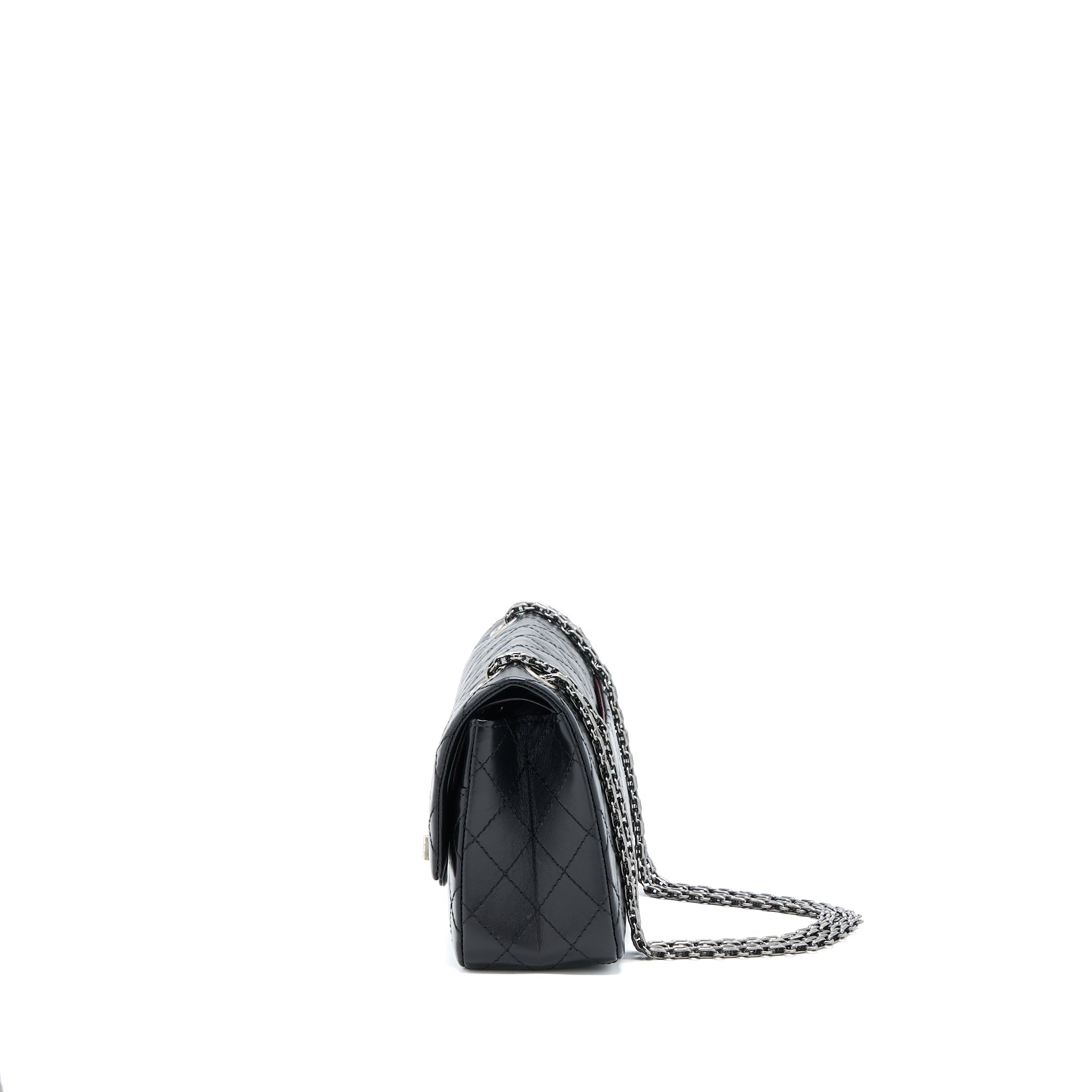 CHANEL 2.55 SMALL REISSUE FLAP BAG AGED CALFSKIN RUTHENIUM SHW (MICROCHIP)