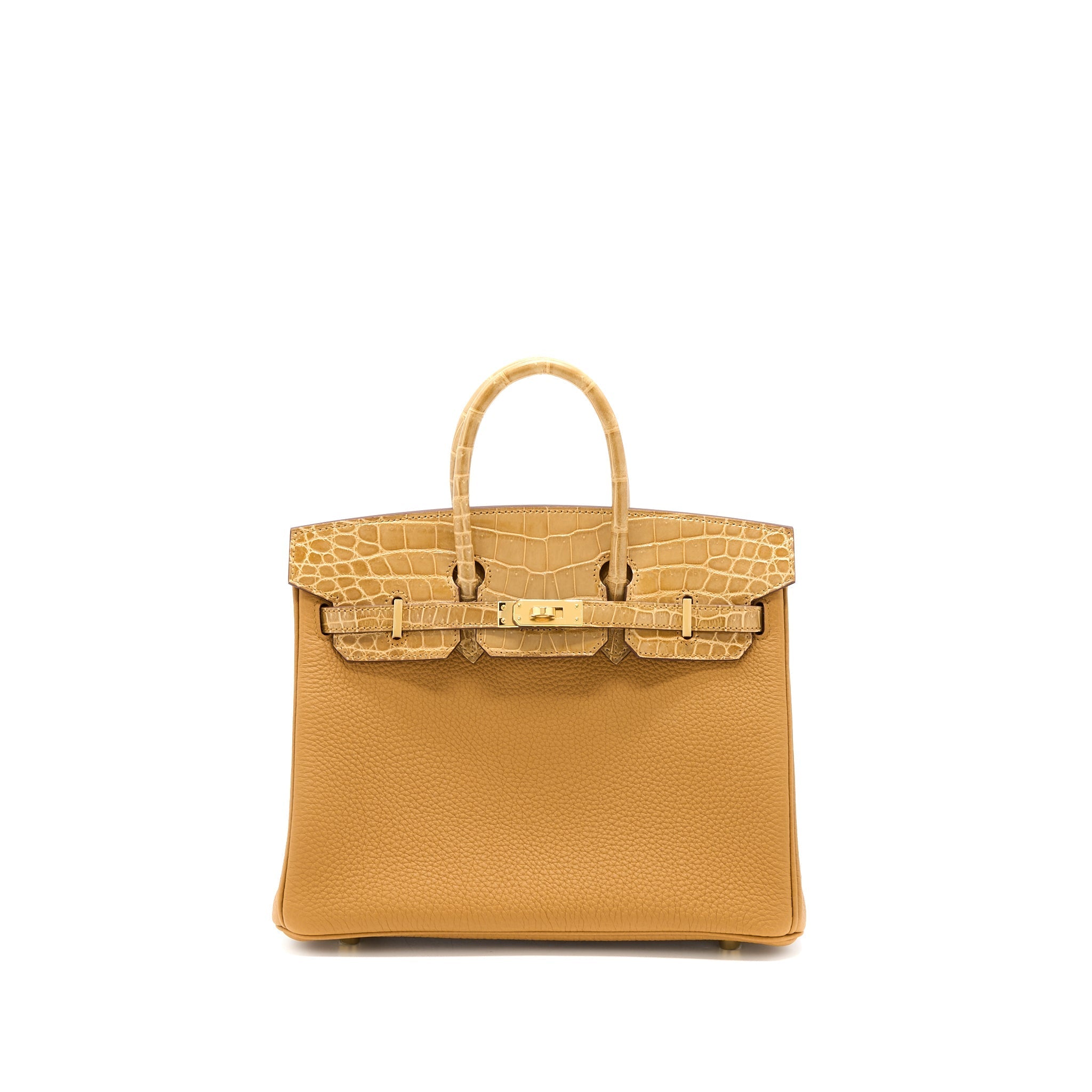 HERMES BIRKIN 25 TOUCH CROCODILE NILOTICUS/TOGO CARAMEL/TABAC CAMEL GHW