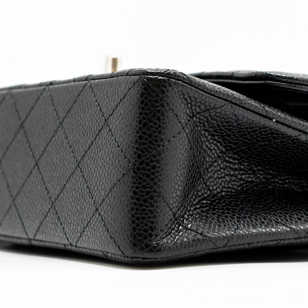 CHANEL SMALL CLASSIC DOUBLE FLAP BAG CAVIAR BLACK SHW