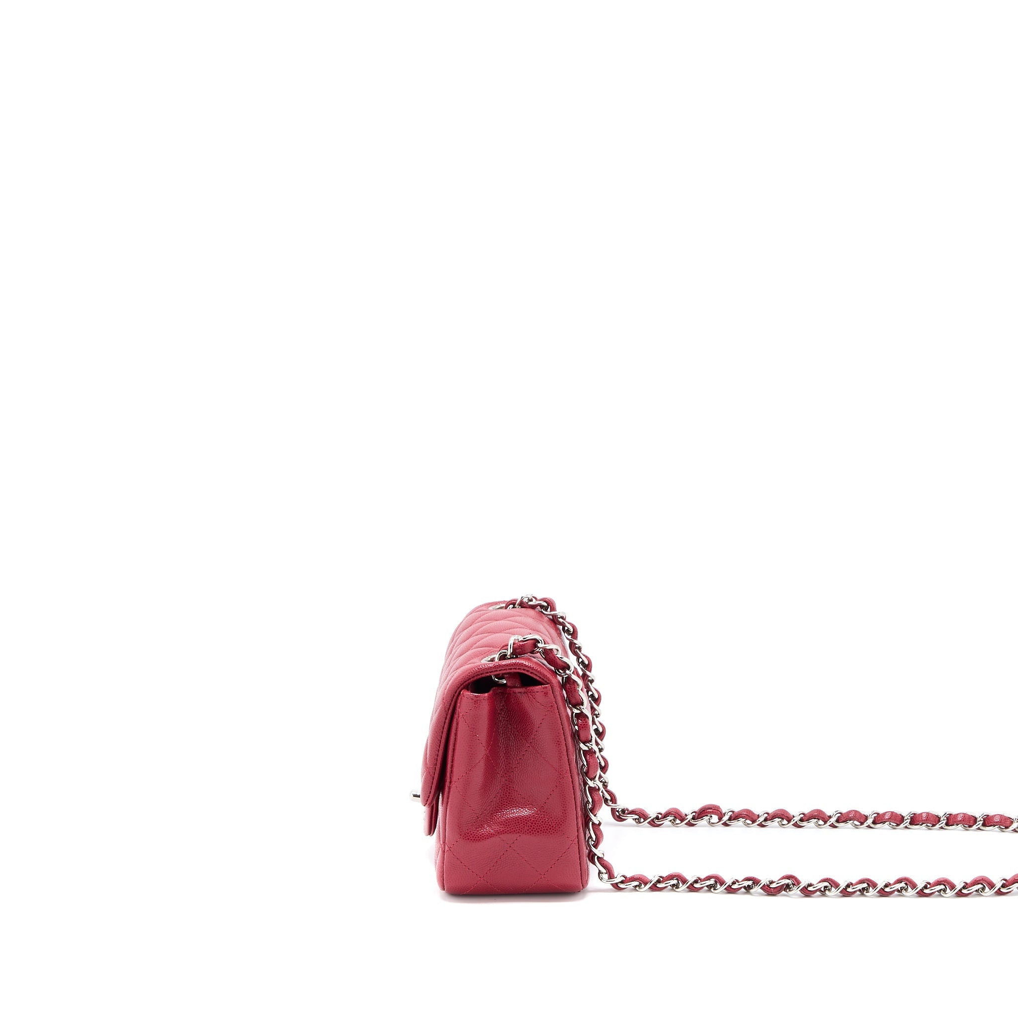 CHANEL 18B MINI SQUARE CAVIAR RED SHW