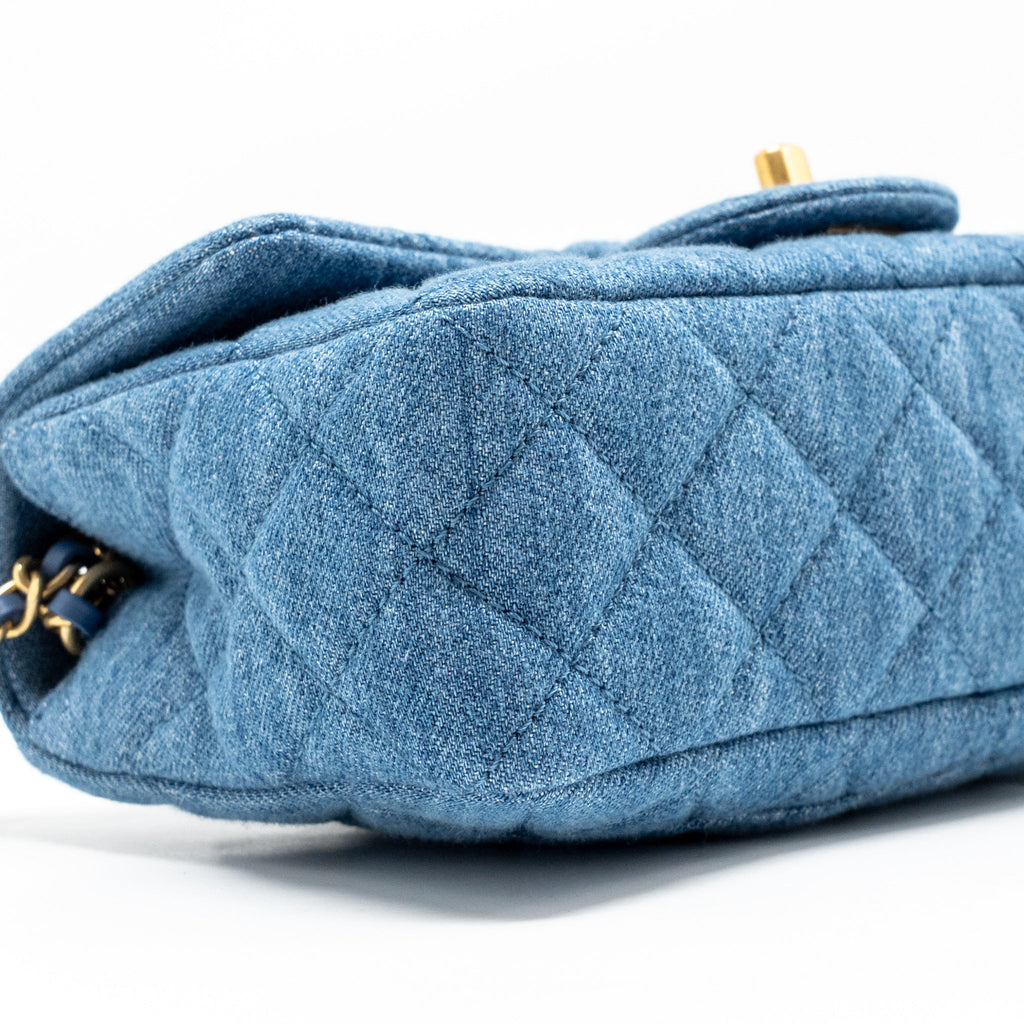CHANEL PEARL CRUSH MINI RECTANGULAR FLAP BAG DENIM BLUE GHW (MICROCHIP)