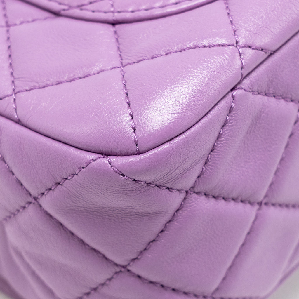 CHANEL PEARL CRUSH MINI RECTANGULAR FLAP BAG LAMBSKIN PURPLE GHW (MICROCHIP)