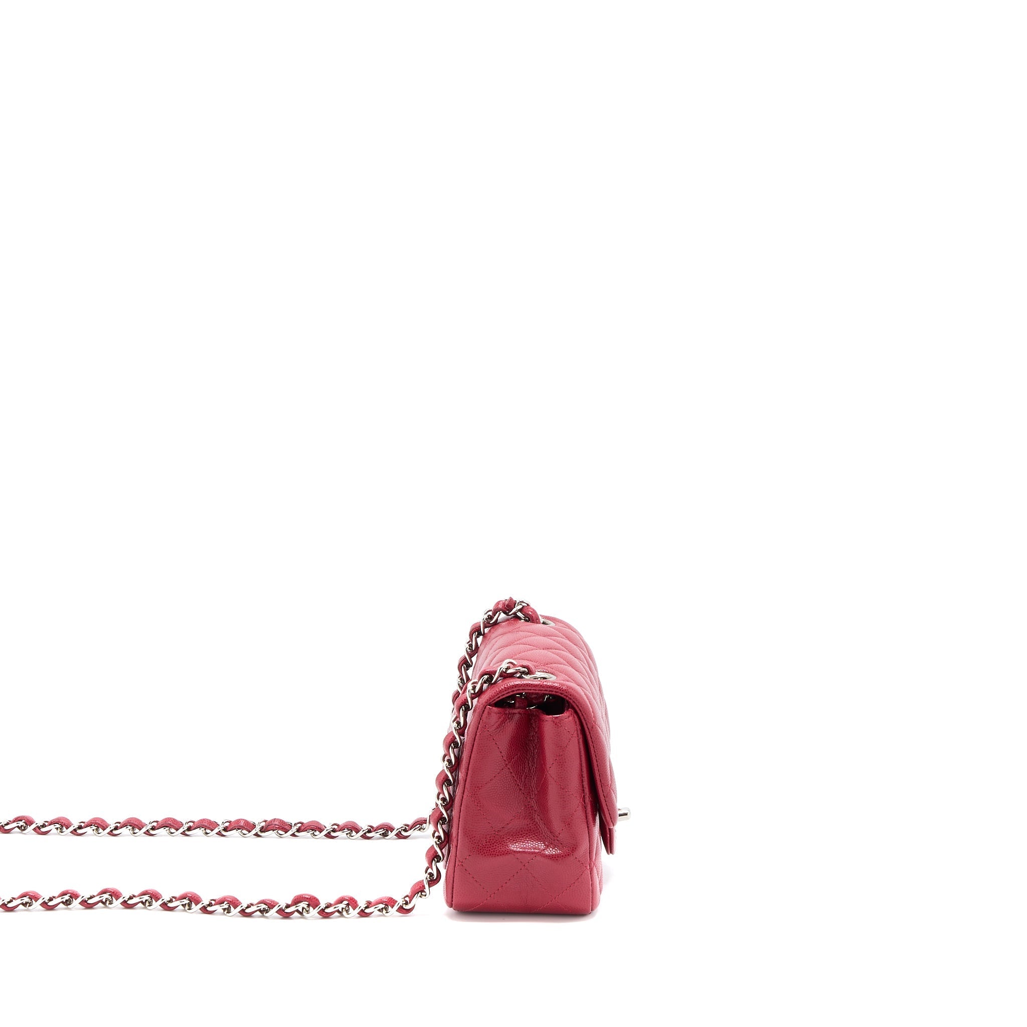 CHANEL 18B MINI SQUARE CAVIAR RED SHW