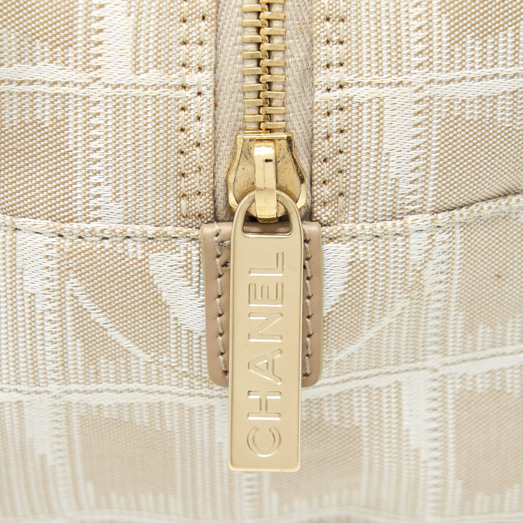 CHANEL VINTAGE TRAVEL LINE BOWLER BAG CANVAS AND LEATHER LGHW