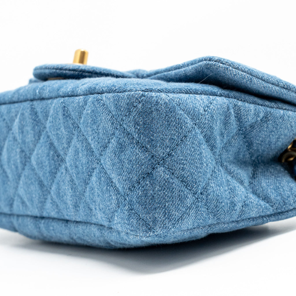 CHANEL PEARL CRUSH MINI RECTANGULAR FLAP BAG DENIM BLUE GHW (MICROCHIP)