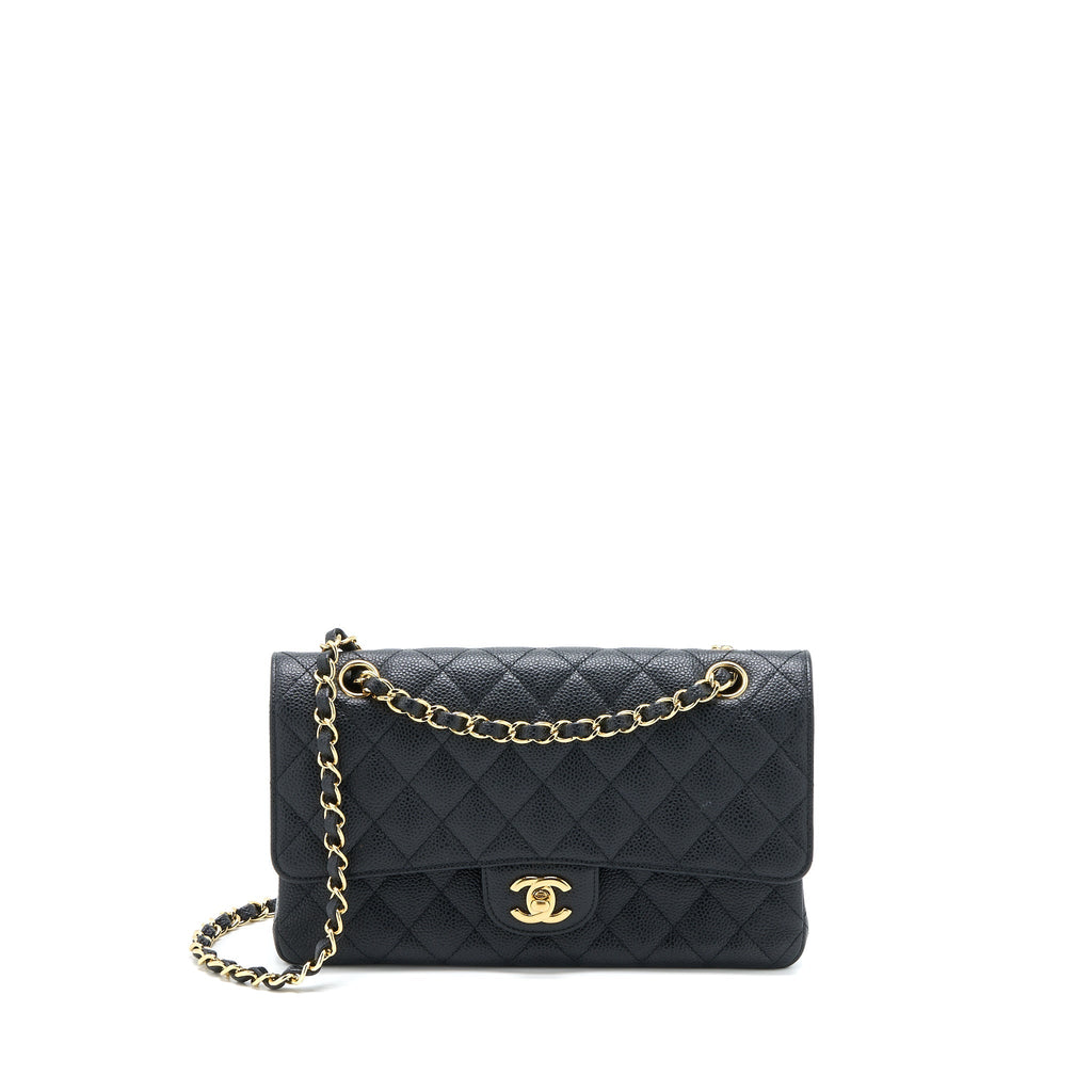CHANEL MEDIUM CLASSIC DOUBLE FLAP BAG CAVIAR BLACK GHW