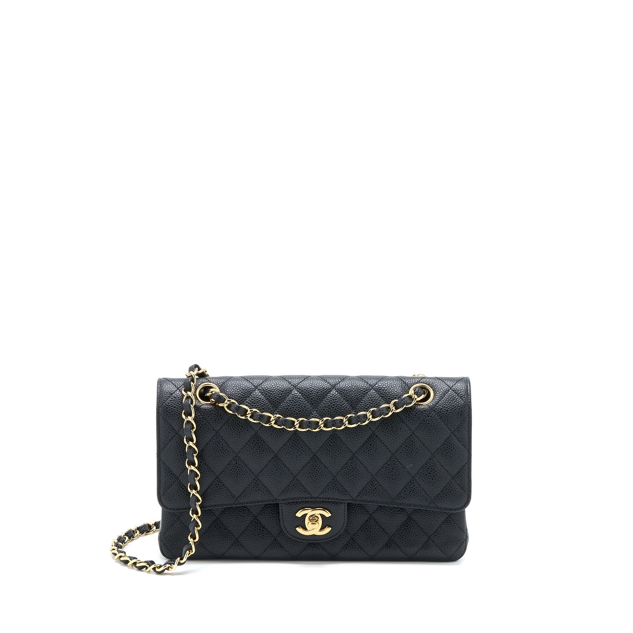 CHANEL MEDIUM CLASSIC DOUBLE FLAP BAG CAVIAR BLACK GHW