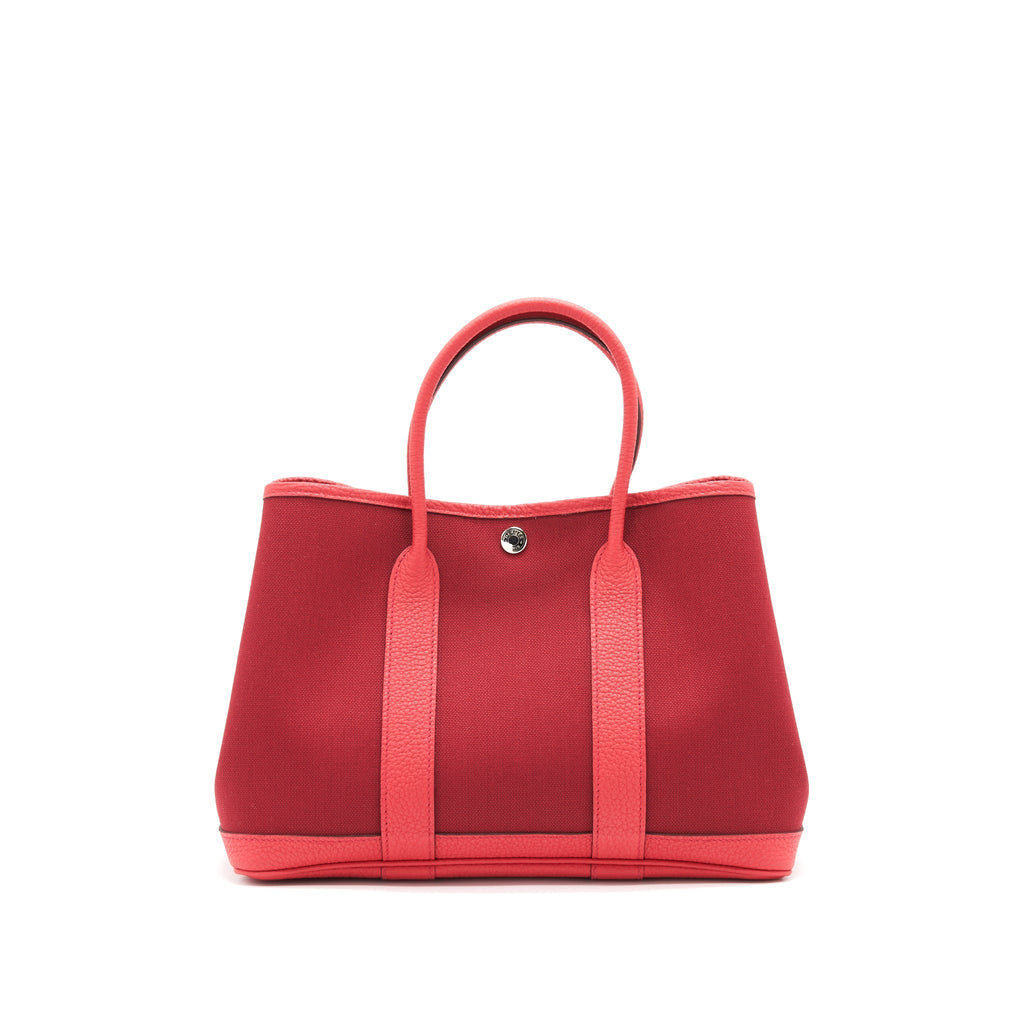 HERMES GARDEN PARTY 30 CANVAS / LEATHER ROUGE GRENAT SHW YEAR 2019