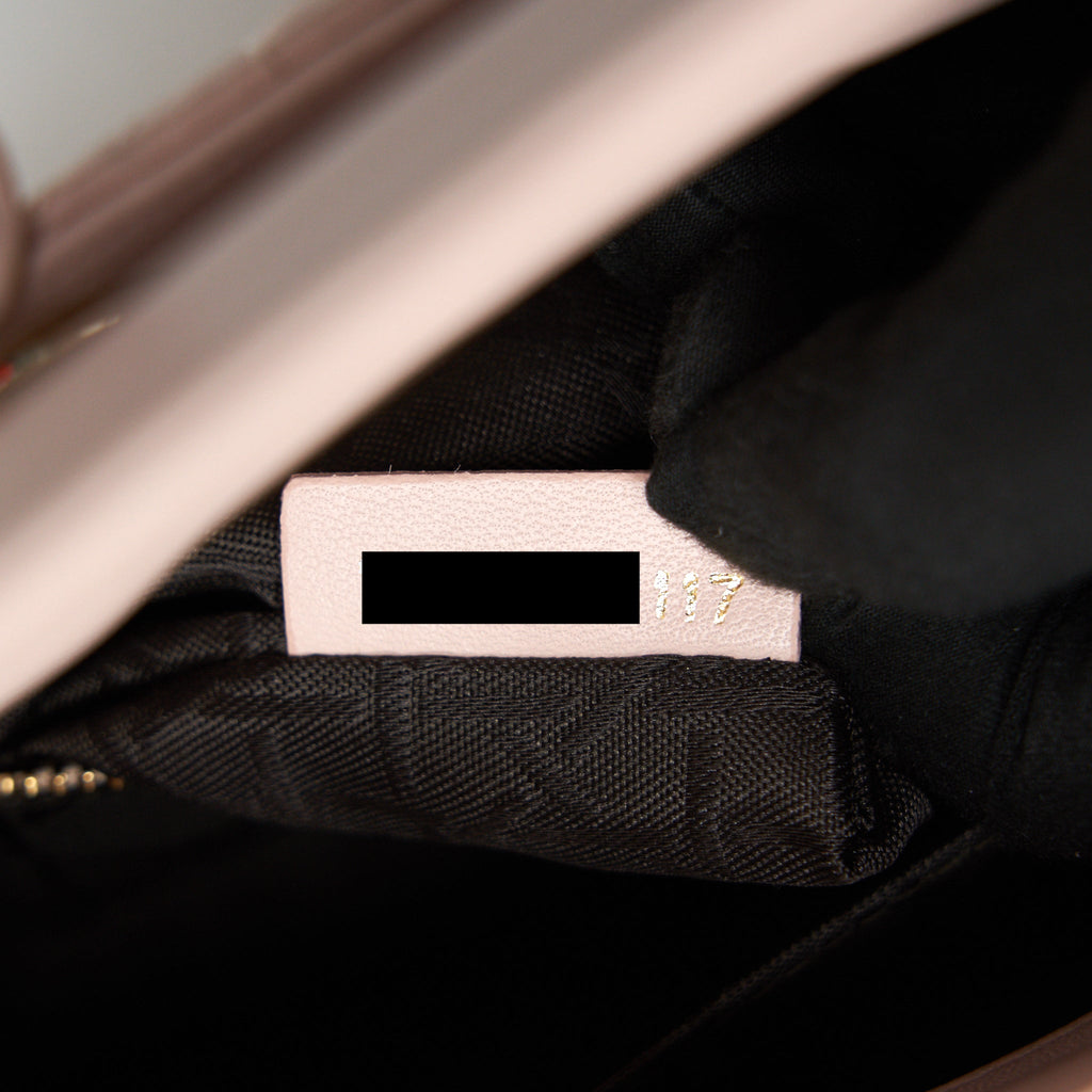 CHRISTIAN DIOR SMALL LADY DIOR LIGHT PINK LAMBSKIN GHW