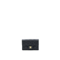 CHANEL CLASSIC FLAP CARD HOLDER CAVIAR LEATHER BLACK LGHW