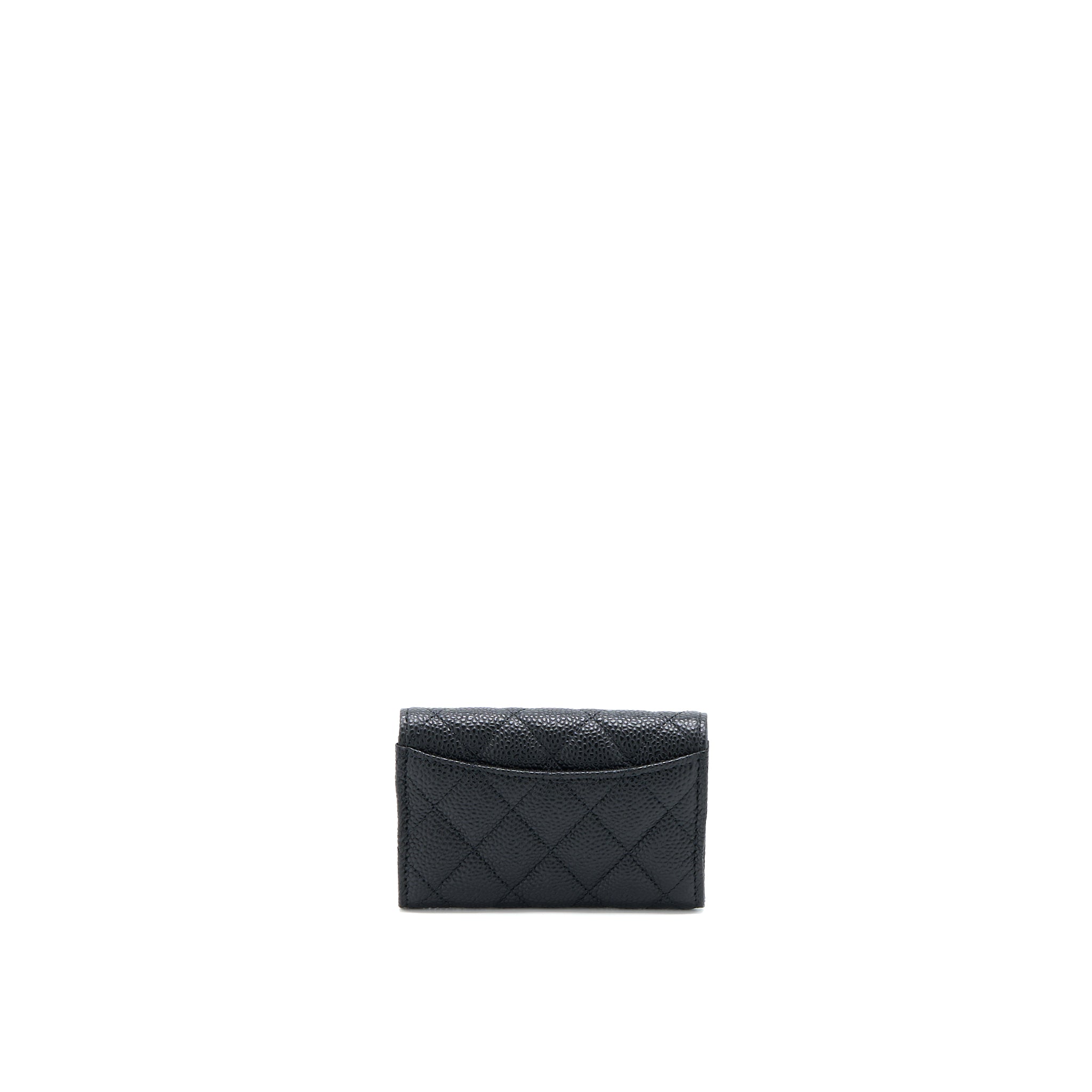 CHANEL CLASSIC FLAP CARD HOLDER CAVIAR LEATHER BLACK LGHW