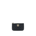 CHANEL ZIPPY SMALL POUCH DETAILED LOGO CAVIAR BLACK LGHW