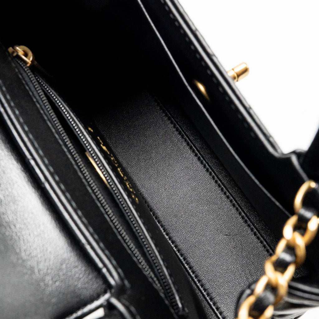 CHANEL 25A MINI KELLY SHOPPING TOTE BAG LAMBSKIN BLACK GHW (MICROCHIP)