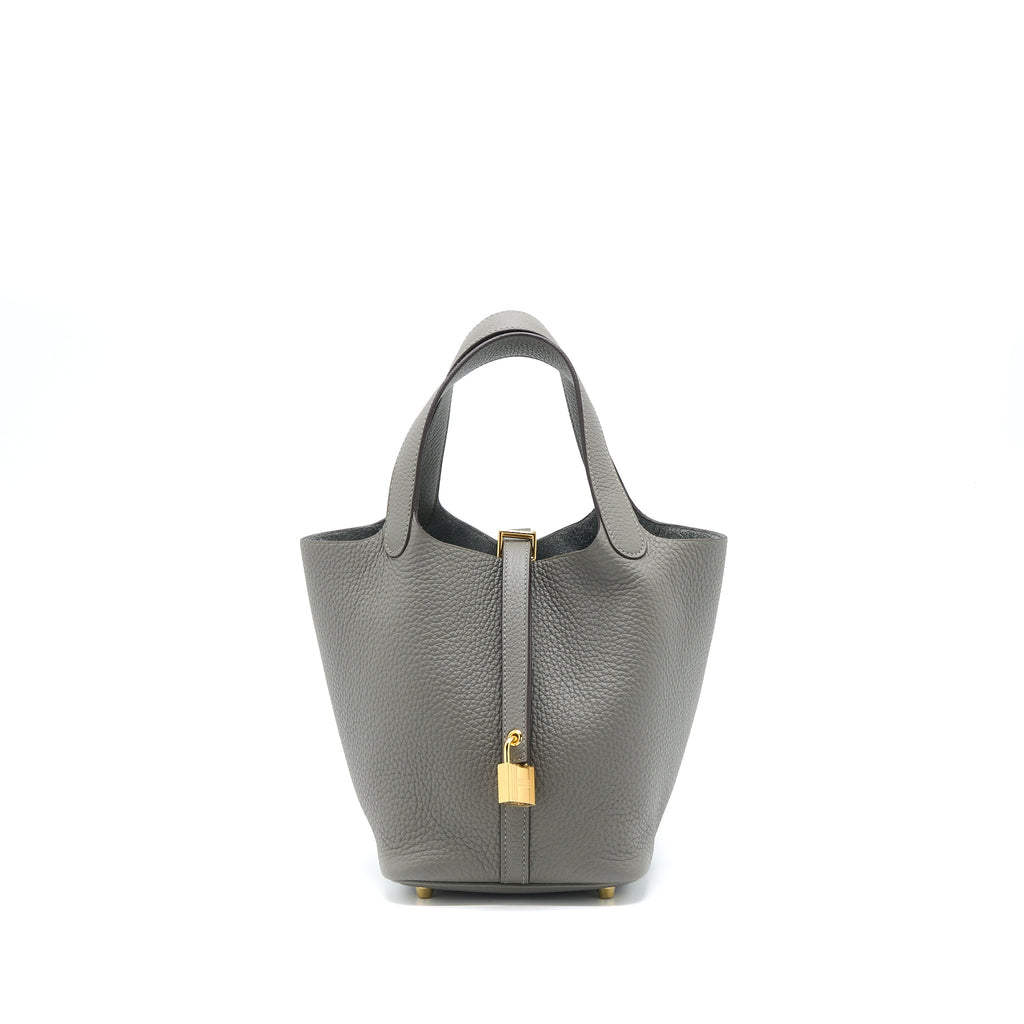 HERMES PICOTIN 18 LOCK BAG CLEMENCE 0L GRIS MEYER GHW