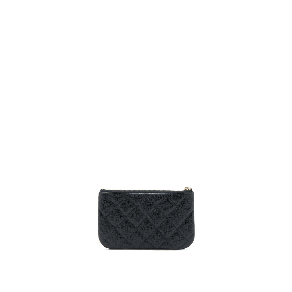 CHANEL ZIPPY SMALL POUCH DETAILED LOGO CAVIAR BLACK LGHW