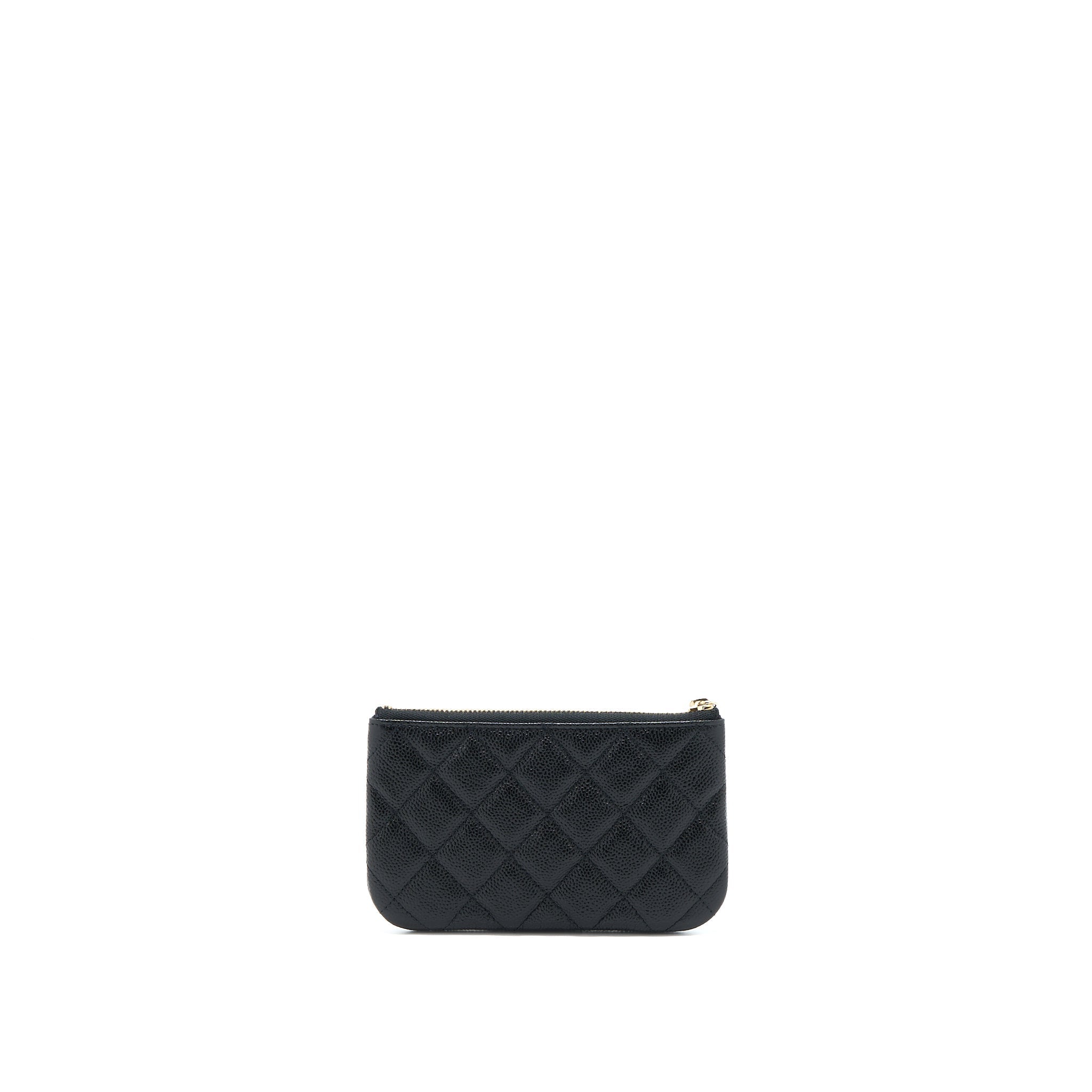 CHANEL ZIPPY SMALL POUCH DETAILED LOGO CAVIAR BLACK LGHW