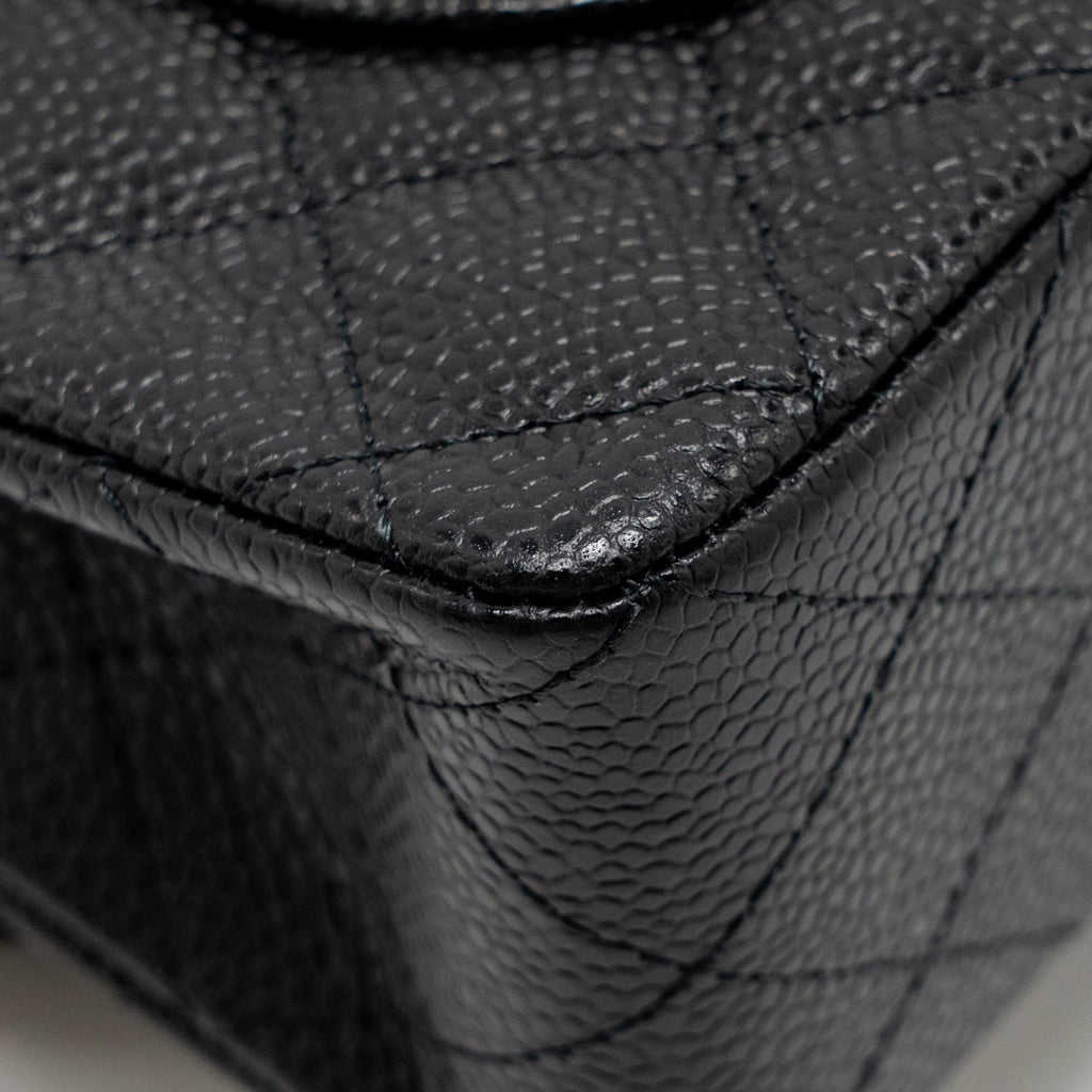 CHANEL SMALL CLASSIC DOUBLE FLAP BAG CAVIAR BLACK SHW