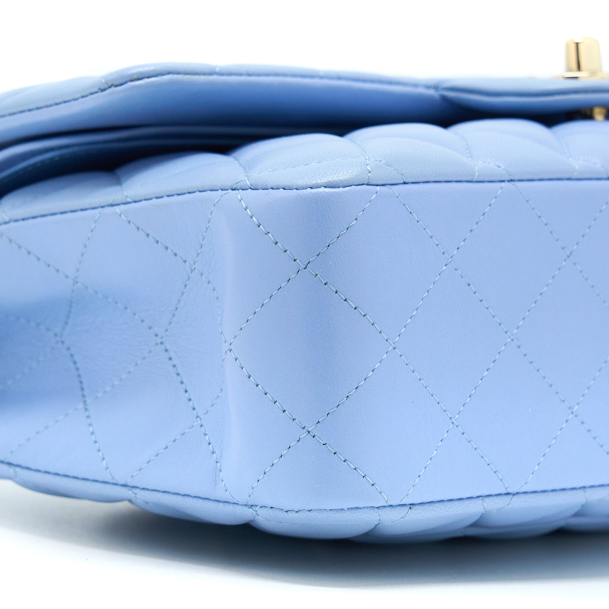 CHANEL CLASSIC FLAP BAG LAMBSKIN NA104 LIGHT BLUE LGHW