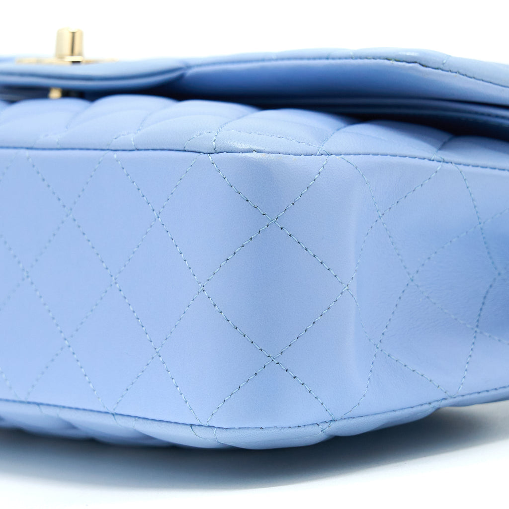 CHANEL CLASSIC FLAP BAG LAMBSKIN NA104 LIGHT BLUE LGHW