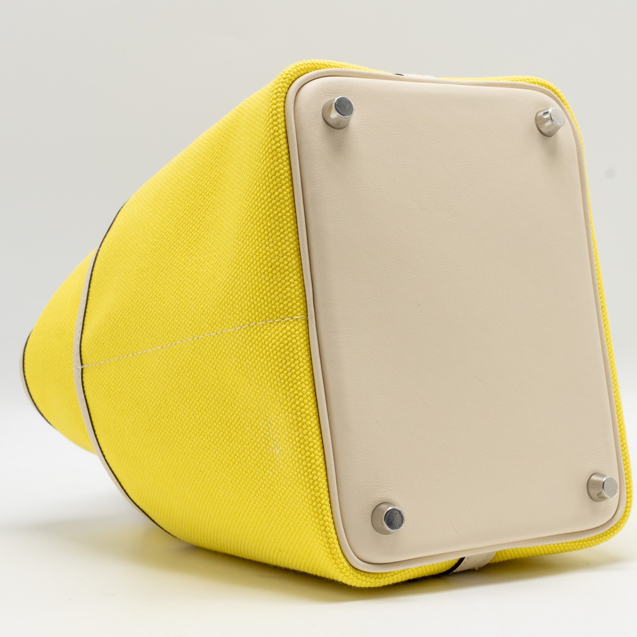 HERMES CARGO PICOTIN 18 LOCK BAG CANVAS/SWIFT JAUNE CITRON/NATA SHW