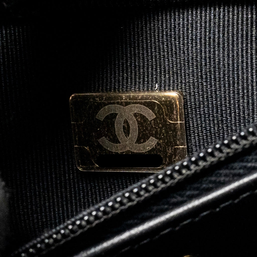 CHANEL 25A MINI KELLY SHOPPING TOTE BAG LAMBSKIN BLACK GHW (MICROCHIP)