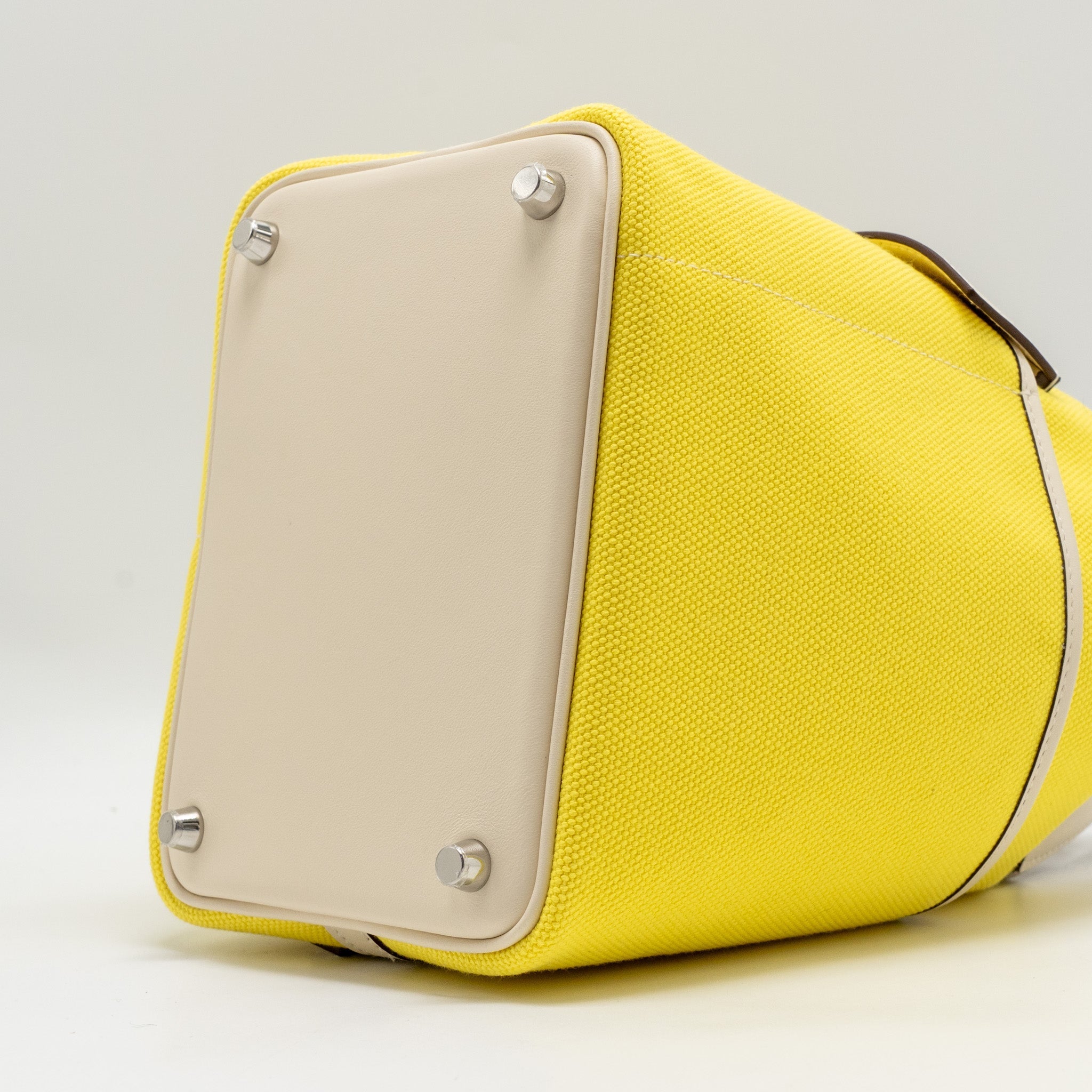 HERMES CARGO PICOTIN 18 LOCK BAG CANVAS/SWIFT JAUNE CITRON/NATA SHW