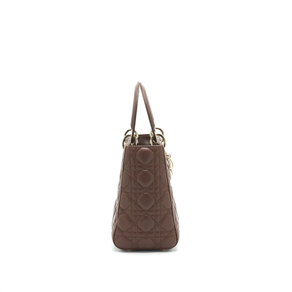 DIOR MEDIUM LADY DIOR CHOCOLATE BROWN LGHW