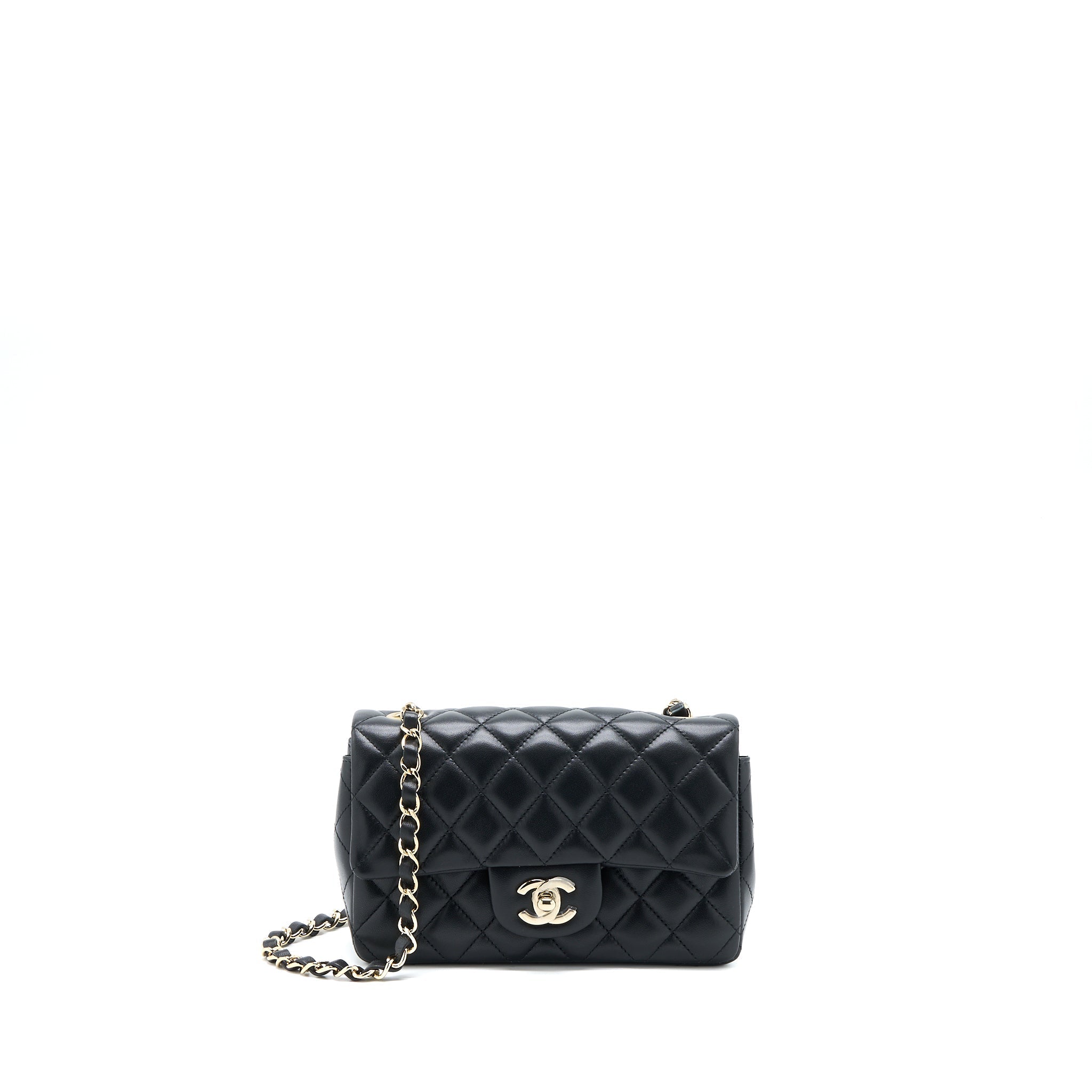 CHANEL MINI RECTANGULAR FLAP BAG LAMBSKIN BLACK LGHW