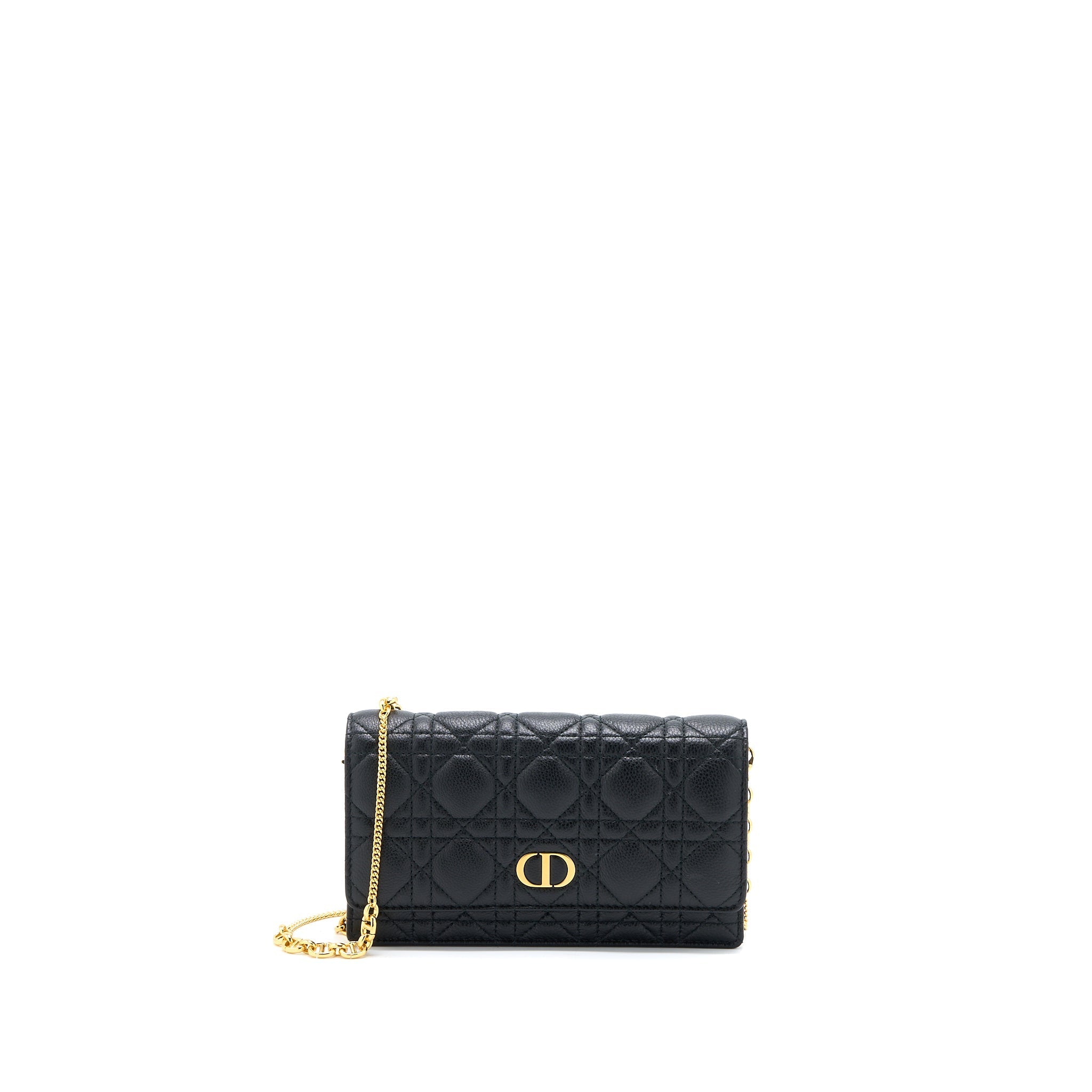 DIOR CARO POUCH CANNAGE CALFSKIN BLACK GHW