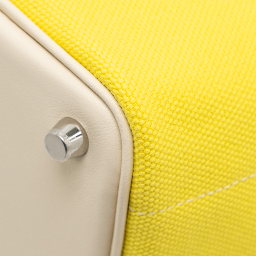 HERMES CARGO PICOTIN 18 LOCK BAG CANVAS/SWIFT JAUNE CITRON/NATA SHW