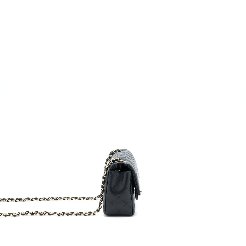 CHANEL MINI RECTANGULAR FLAP BAG LAMBSKIN BLACK LGHW