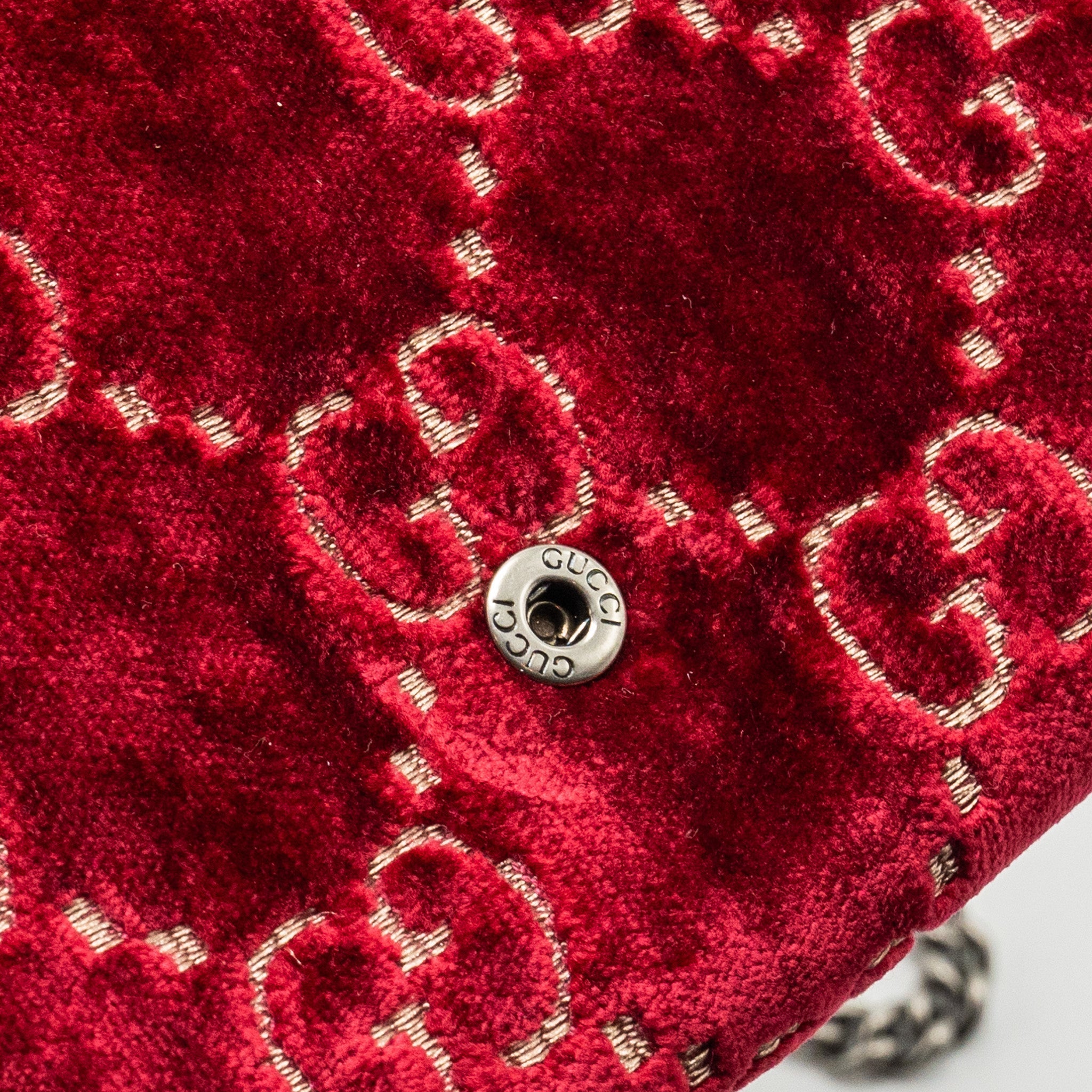 GUCCI DIONYSUS WALLET ON CHAIN VELVET RED SHW