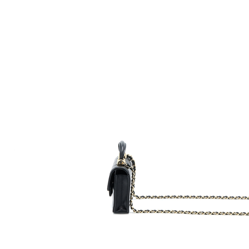 CHANEL MINI TOP HANDLE FLAP BAG LAMBSKIN BLACK LGHW